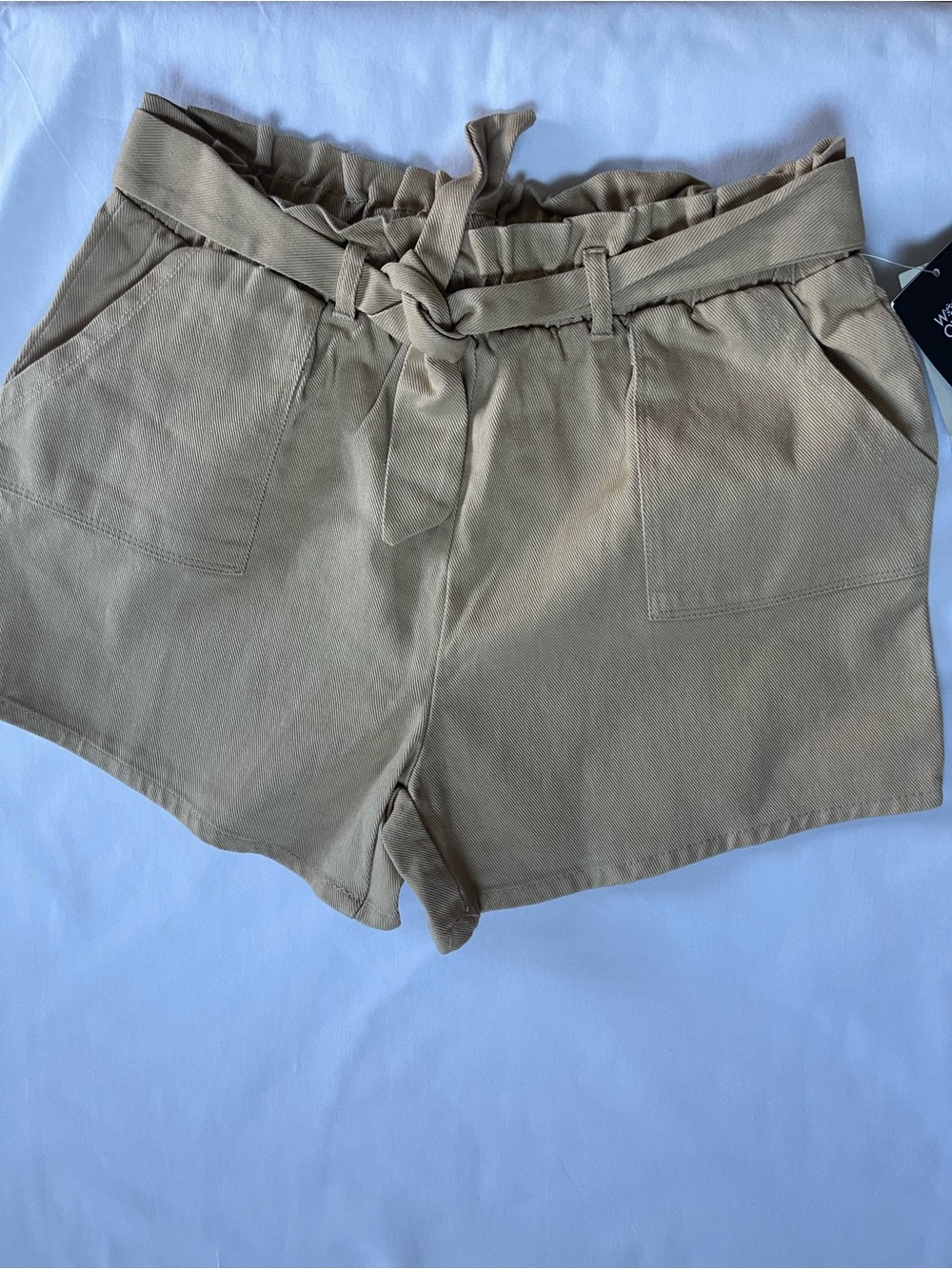 Grayson Threads Tan Paperbag Waist Tie Shorts